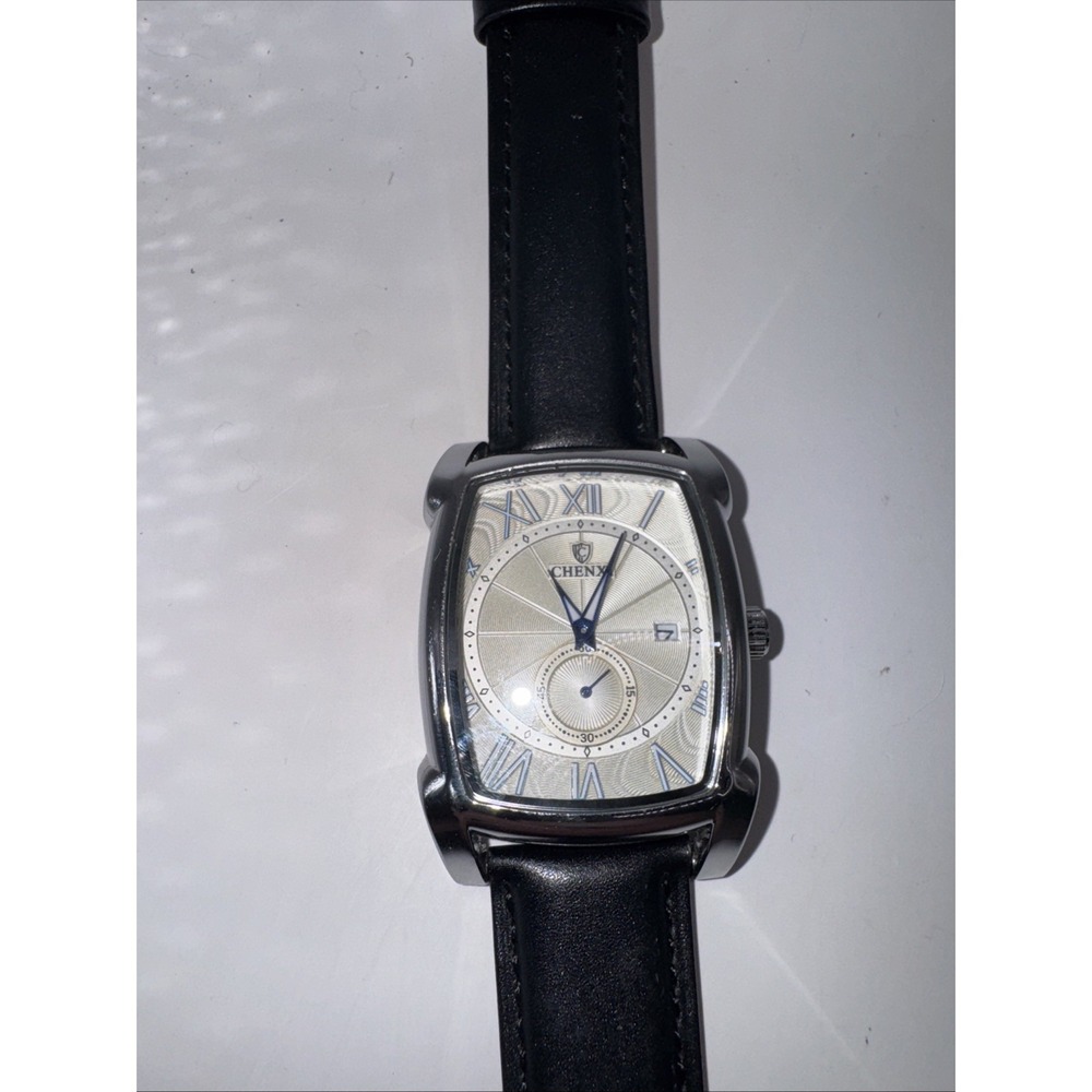 CHENXI Men Rectangle Black Leather Luminous Business Calendar Quartz‎ Wristwatch